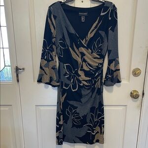 Frank Lyman Design Black and Gold Long Sleeve Dress
